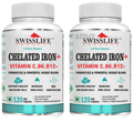 SWISSLIFE FOREVER Chelated Iron + Vitamin C, B6, B12 Veg Capsule (120 Each) thumbnail