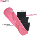 Safepad Reusable & Antimicrobial Sanitary Pad, Day Pad (3), Night Pad (1) with Storage Bag 3 Black & 1 Pink thumbnail