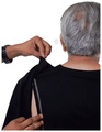 Haxor Men's V Neck Open Back 3/4 Length Sleeve Adaptive Tshirt Black Small thumbnail