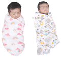 Polka Tots Muslin Cotton Swaddles Rainbow Mist & Hello Baby White thumbnail