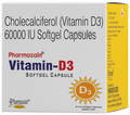 Pharmazain Life Sciences Cholecalciferol (Vitamin D3) 60k Softgel Capsules (5 Strip Each) thumbnail