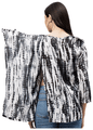 Haxor Women's Printed Tie DieOpen Back 3/4 Length Sleeve Adaptive Top Black & White Large thumbnail