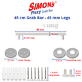 Simon's Flexy 304 Stainless Steel Grab Bar for Bathroom and Toilet Safety with 2 Legs of 4.5 cm 45cm thumbnail