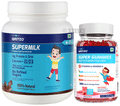 Gritzo Combo Pack of Supermilk 4-7 Years Double Chocolate Flavour (1kg) and Super Gummies Multivitamins for Kids Natural Strawberry Flavour (30) thumbnail