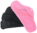 Safepad Reusable & Antimicrobial Sanitary Pad, Day Pad (3), Night Pad (1) with Storage Bag 3 Black & 1 Pink thumbnail