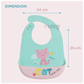 Polka Tots Waterproof Silicone Feeding Bibs with Adjustable Snap Buttons Cat Print Green thumbnail