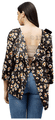 Haxor Women's Printed Floral Open Back 3/4 Length Sleeve Adaptive Top Navy XL thumbnail
