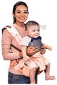Polka Tots Baby Carrier 6 in 1 with Detachable Hip Seat Adjustable Soft Kangaroo Waistbelt for 3 to 36 Months Peach thumbnail