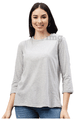 Haxor Women's Round Neck Open Back 3/4 Length Sleeve Adaptive Top Grey XL thumbnail