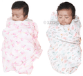 Polka Tots Muslin Cotton Swaddles Flamingo Fingers & Bloomy Bear White thumbnail