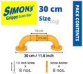 Simon's Grippy Heavy Duty ABS Bathroom and Toilet Grab bar with Anti Slip Finish Orange 30cm Small thumbnail