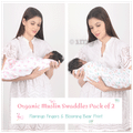 Polka Tots Muslin Cotton Swaddles Flamingo Fingers & Bloomy Bear White thumbnail