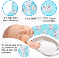 Polka Tots 100% Organic Muslin Cotton Sleeping Sack & Swaddle Bag Wrapper Sheep-Blue thumbnail