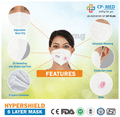 CP-Med N95 FFP2 Hypashield 6 Layers Anti-Bacterial Mask with Earloop Universal White with Breathing Valve thumbnail