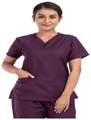 Agarwals Unisex Wine V-Neck Scrub Suit Top and Bottom Uniform Unit Small thumbnail
