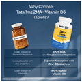 ZMA+ Vitamin B6 (Zinc + Magnesium) Tablet | Muscle Relaxant, Sleep, Strength Supplement | by TATA 1mg thumbnail