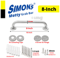 Simon's Stainless Steel 304 Heavy Duty Grab Bar for Bathroom 8inch thumbnail
