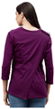 Haxor Women's Round Neck Wine Open Back 3/4 Length Sleeve Adaptive Top XL thumbnail