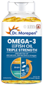 Dr. Morepen Triple Strength Omega 3 Fish Oil 1250mg Softgel with Vitamin E | For Heart & Brain Function | Bone, Joint & Muscle Care thumbnail