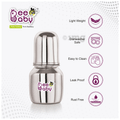 BeeBaby 2 in 1 Ultimate Stainless Steel Infant Baby Feeding Bottle with Anti Colic Nipple & Silicone Sippy Spout 4 Months + thumbnail