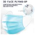 Mowell Blue Disposable 3 Layer with Nose Clip Elastic Earloop Face Mask Blue thumbnail