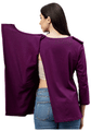 Haxor Women's Round Neck Wine Open Back 3/4 Length Sleeve Adaptive Top XL thumbnail