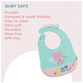 Polka Tots Waterproof Silicone Feeding Bibs with Adjustable Snap Buttons Cat Print Green thumbnail