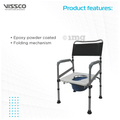 Vissco Comfort Steel Folding Commode Chair without Castors 0996A Universal Silver thumbnail