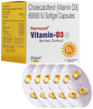 Pharmazain Life Sciences Cholecalciferol (Vitamin D3) 60k Softgel Capsules (5 Strip Each) thumbnail