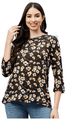 Haxor Women's Printed Floral Open Back 3/4 Length Sleeve Adaptive Top Navy XL thumbnail