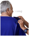 Haxor Men's Round Neck Open Back 3/4 Length Sleeve Adaptive Tshirt Blue XXL thumbnail