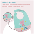 Polka Tots Waterproof Silicone Feeding Bibs with Adjustable Snap Buttons Cat Print Green thumbnail