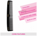 Vega HMBC 101 Graduated Black Dressing Handmade Hair Comb thumbnail