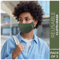 Self Lub Reusable and Washable Cloth Mask with Adjustable Ear Loop Olive Green, Navy Blue & Grey thumbnail