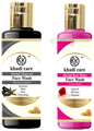 Khadi Care Combo Pack of Rose Water and Charcoal Face Wash (210ml Each) thumbnail