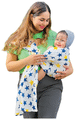 Polka Tots Ring Sling Carrier 100% Cotton, Lightweight & Breathable Mesh Kangaroo Wrap for New Born Infant Kids White thumbnail