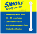 Simon's Grippy Heavy Duty ABS Bathroom and Toilet Grab bar with Anti Slip Finish 50cm Large thumbnail