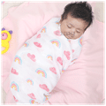 Polka Tots Muslin Cotton Swaddles Rainbow Mist & Hello Baby White thumbnail