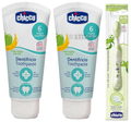 Chicco Dentifricio Toothpaste 6M+ with Green Toothbrush Mela Apple Banana thumbnail