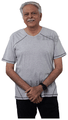 Haxor Men's V Neck Open Back 3/4 Length Sleeve Adaptive Tshirt Grey XL thumbnail