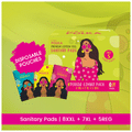PINQ Polka Premium Cotton Feel Sanitary Pads Period Combo Pack (16XXL+15XL+10 Regular) with 10 Pantyliners Free thumbnail