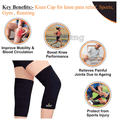 Superfine Comfort Knee Cap Support for Joint Pain, Arthritis, Sports, Gym, Running and Injury Black XL thumbnail
