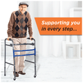 Vissco 0936 Foldable Medipedic Walker with Rotating Castor Mild Steel Universal Grey thumbnail