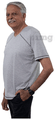 Haxor Men's V Neck Open Back 3/4 Length Sleeve Adaptive Tshirt Grey XL thumbnail