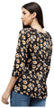 Haxor Women's Printed Floral Open Back 3/4 Length Sleeve Adaptive Top Navy XL thumbnail