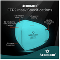 Aerogrid FFP2 6 Layer BIS Certified Premium N95 Mask Green with Adjustable Black Head Loop thumbnail