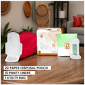 Mom & Teens Combo Packs of Ultra Thin Sanitary Pads XXL(14) and XL(6) with 10 Panty Liners ,20 Paper Disposal Pouch & 1 Utility Bag thumbnail