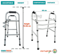 Ambitech MS Height Adjustable & Double Bar Folding Walker Grey thumbnail