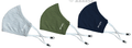 Self Lub Reusable and Washable Cloth Mask with Adjustable Ear Loop Olive Green, Navy Blue & Grey thumbnail