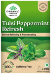 Organic India Tea for Immunity, Antioxidant Support & Stress Relief | Flavour Tulsi Peppermint Refresh Green Tea